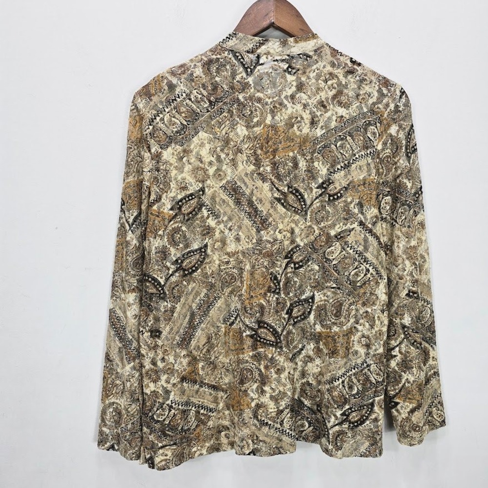 Vtg 90s Y2K Chico's Top L Paisley Fairy‎ Romantic Whimiscal Forest Fall Sheer - Picture 4 of 10